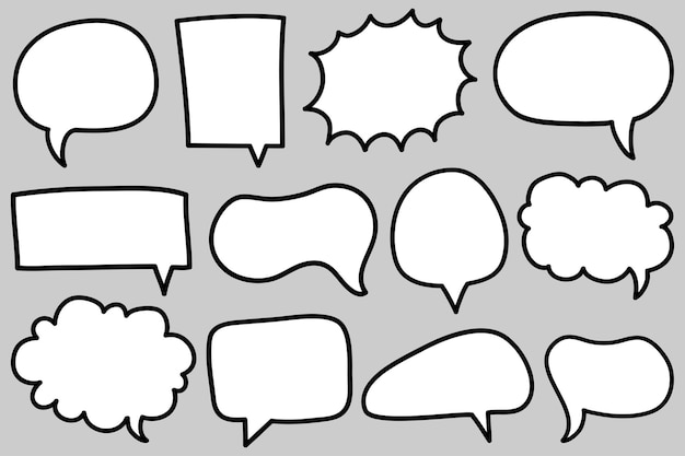 Vector hand drawn set of speech bubbles isolated doodle set element vector illustration