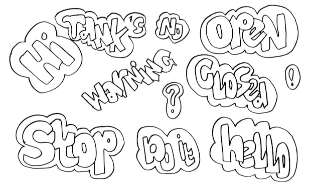Hand drawn set of speech bubbles with handwrittenVector illustration