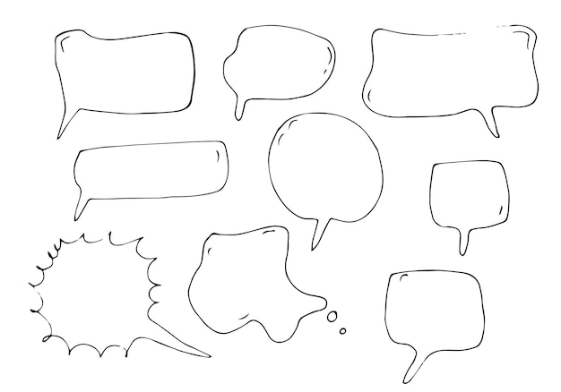 Hand drawn set of speech bubbles