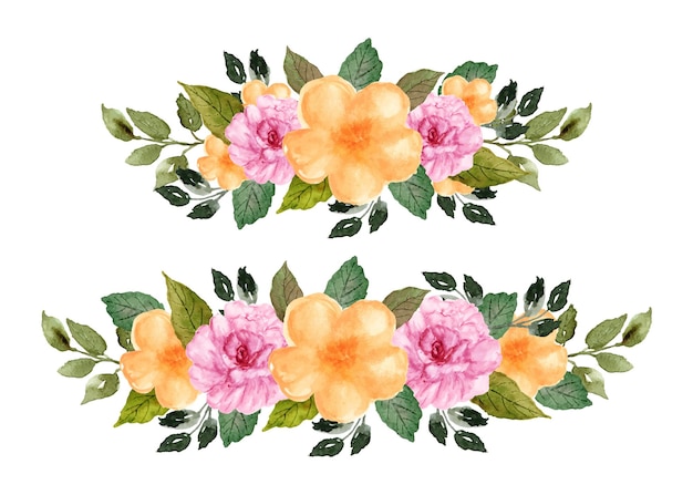 Set disegnato a mano di composizioni floreali estive