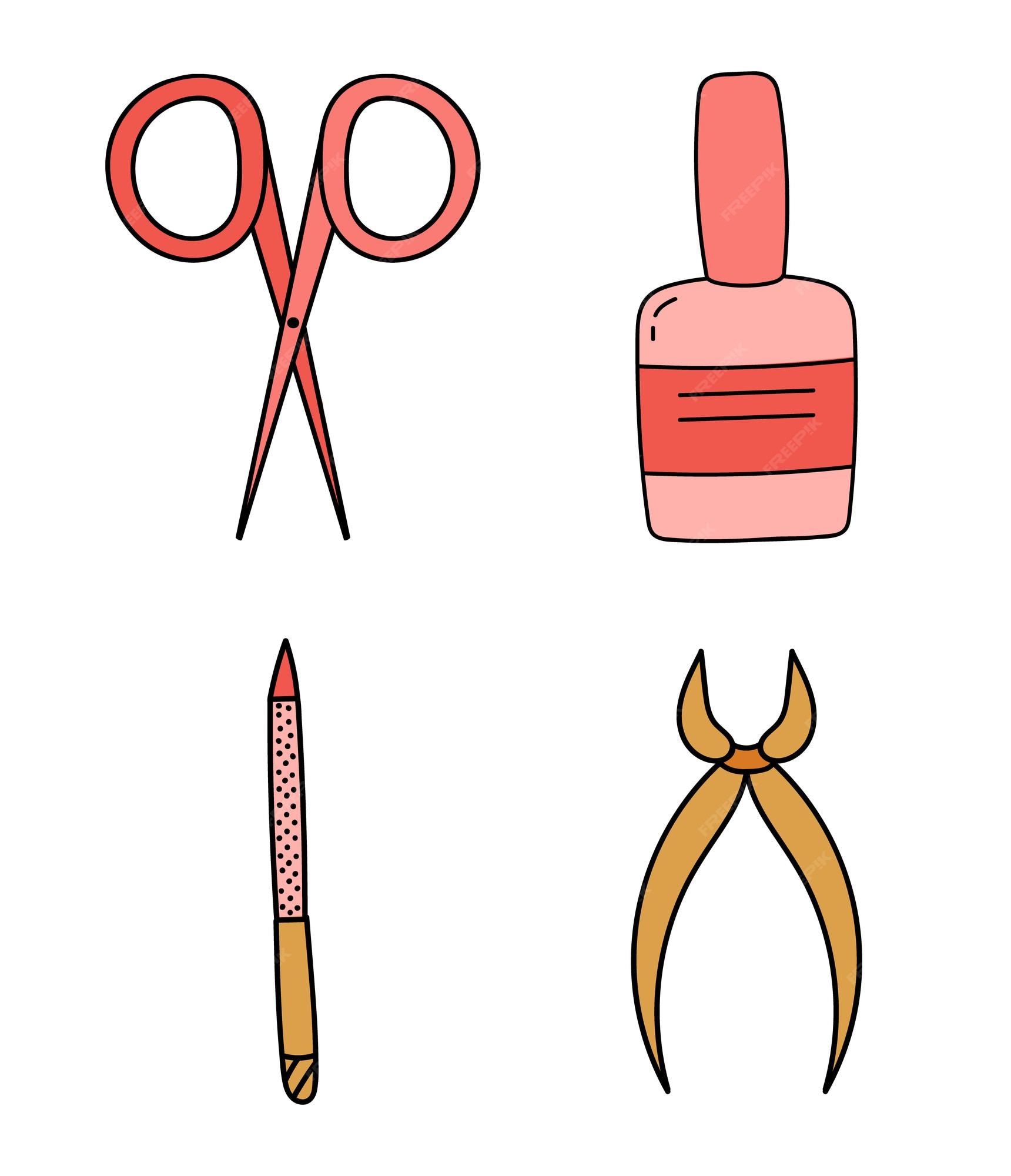 Premium Vector  Vector manicure scissors doodle illustration hand drawn  scissors for manicure and pedicure illustration