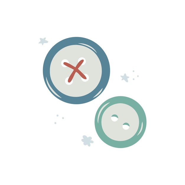 Vector hand drawn sewing buttons isolated on a white background