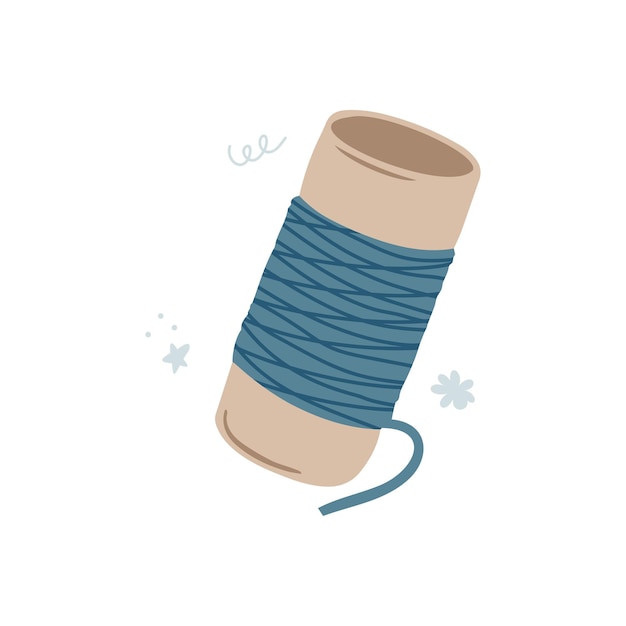 Hand drawn sewing threads isolated on a white background