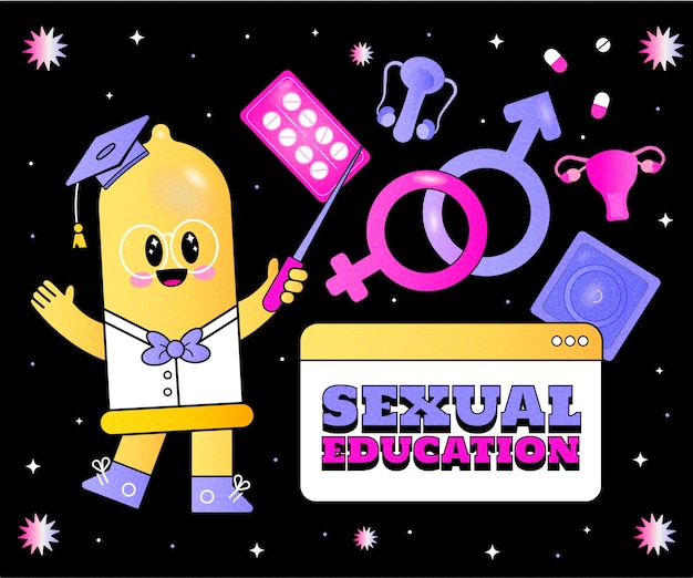 Vector hand drawn sex education illustration