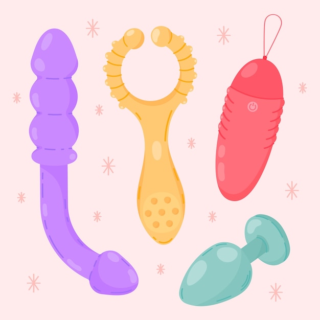 Vector hand drawn sex toys element collection