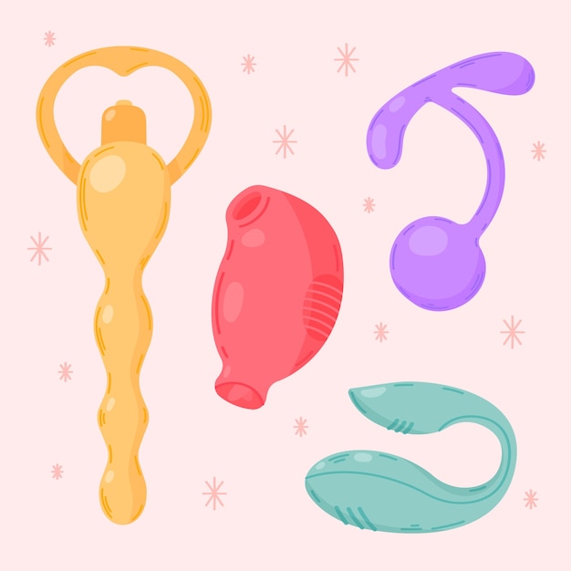 Vector hand drawn sex toys element collection