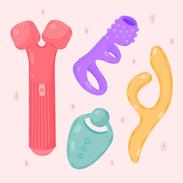 Hand drawn sex toys element collection