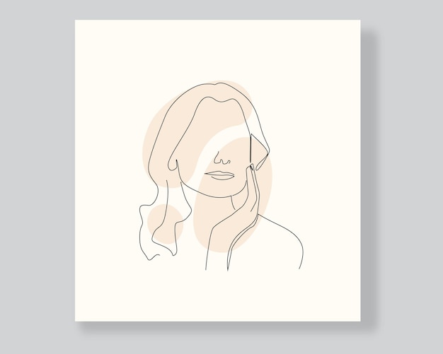 Vector hand drawn sexy women face oneline continuous single line art