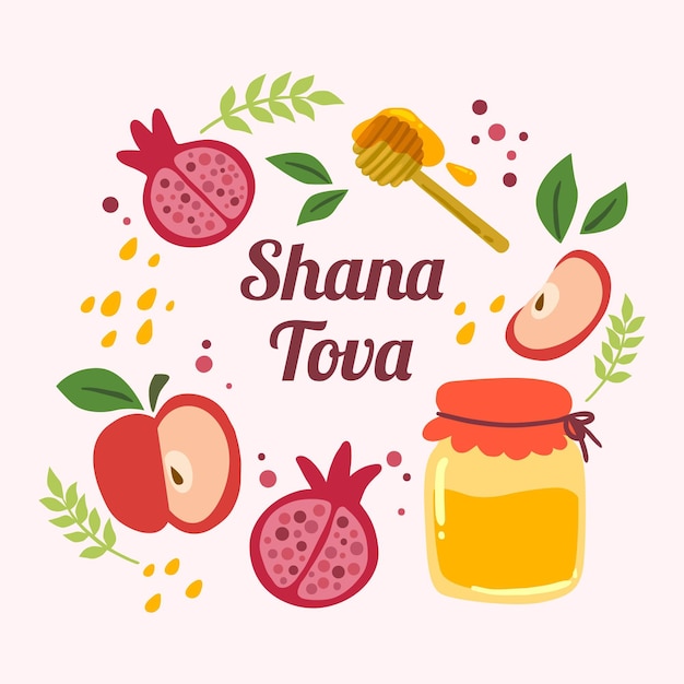 Hand drawn shana tova concept