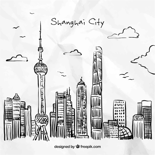 Disegnato città shanghai mano