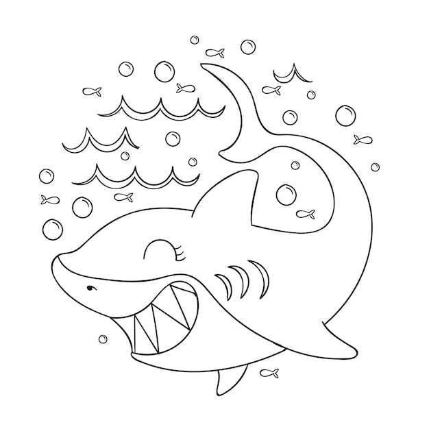 Vector hand drawn shark outline illustration