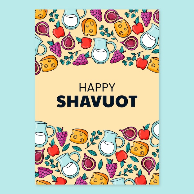 Vector hand drawn shavuot greeting card template