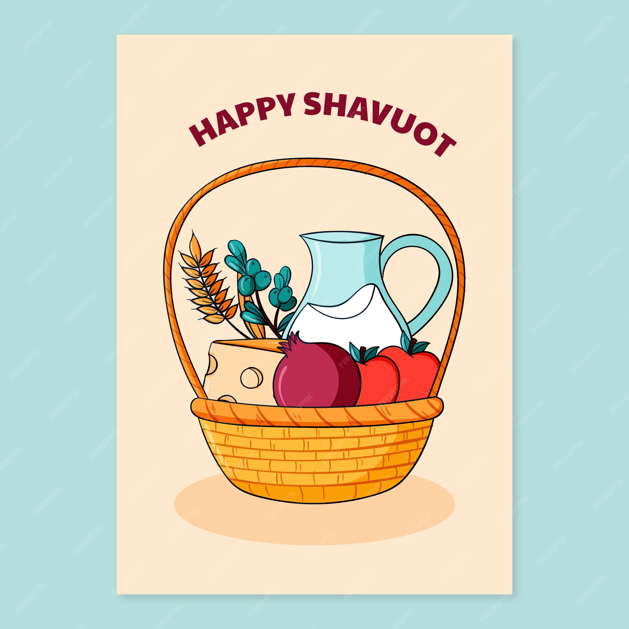 Premium Vector Hand drawn shavuot greeting card template