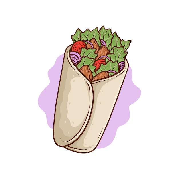 hand drawn shawarma or kebab illustration