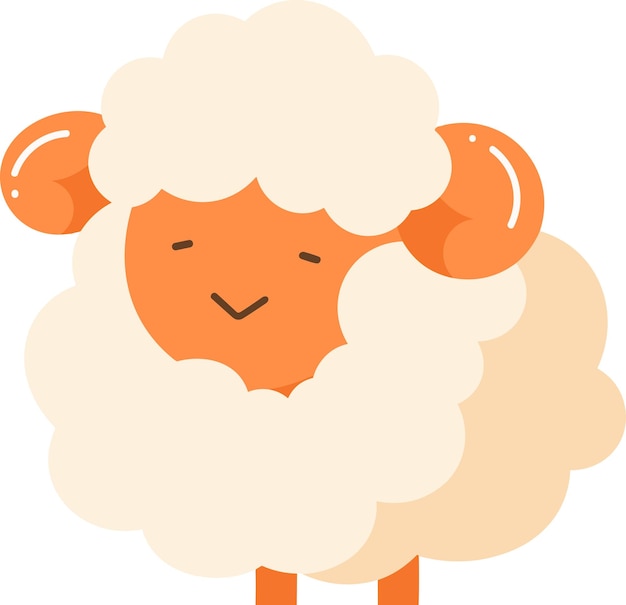 Hand Drawn sheep on the farm in flat style isolated on background