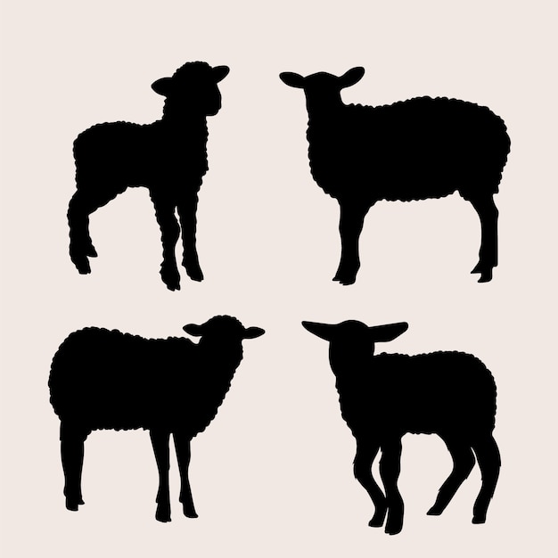 Vector hand drawn sheep silhouette