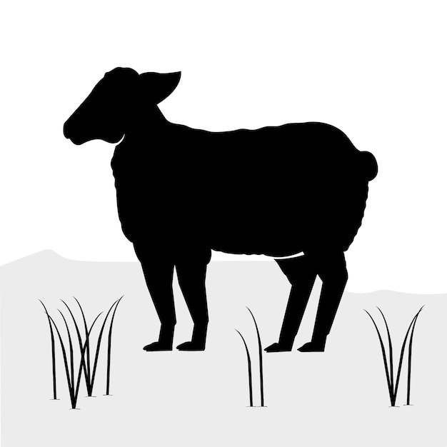 ベクトル 手描きの羊のシルエット