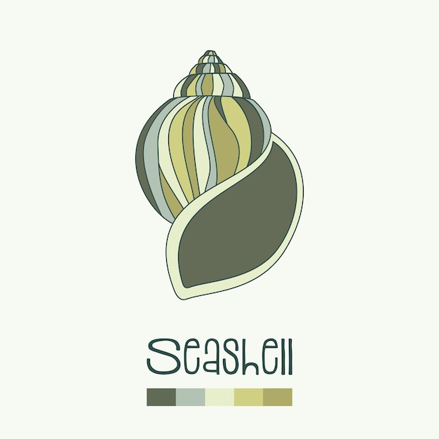 Hand drawn shell in green pastel tones EPS10 vector format