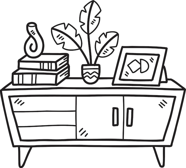 Hand Drawn Shelves and picture frames illustration