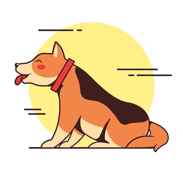 Vector hand drawn shiba inu illustration