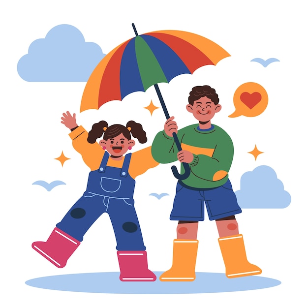 hand drawn siblings illustration