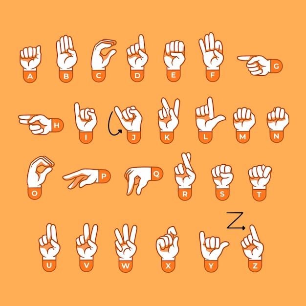 Vector hand drawn sign language collection illustration