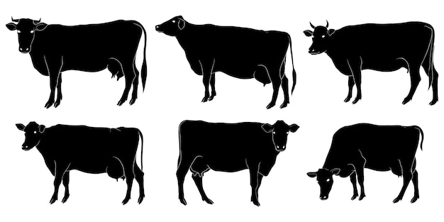 Hand drawn silhouette of cow