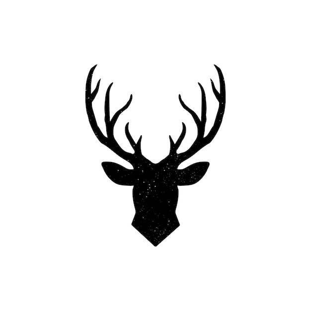 Hand drawn silhouette of head of reindeer