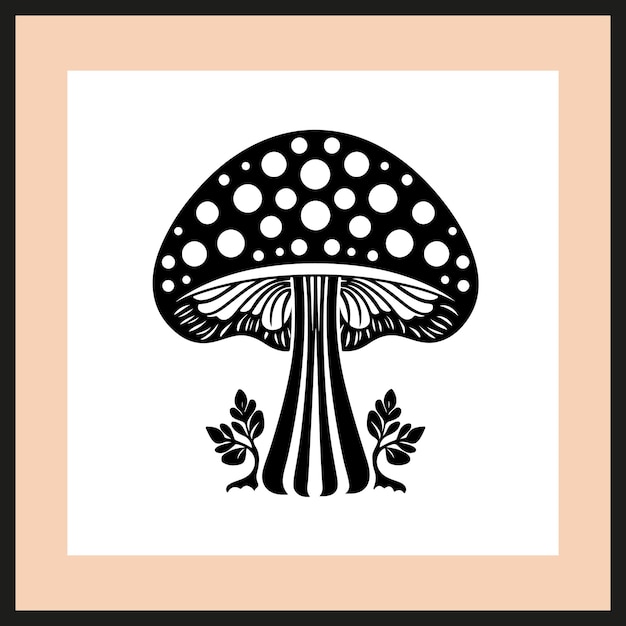 Vettore silhouette disegnate a mano di fungo agarico mosca silhouette vector clip art