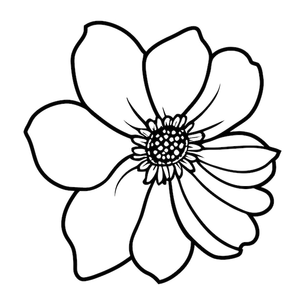 Vector hand drawn simple flower illustration