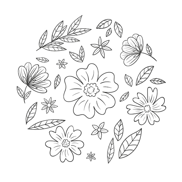 Vector hand drawn simple flower outline illustration