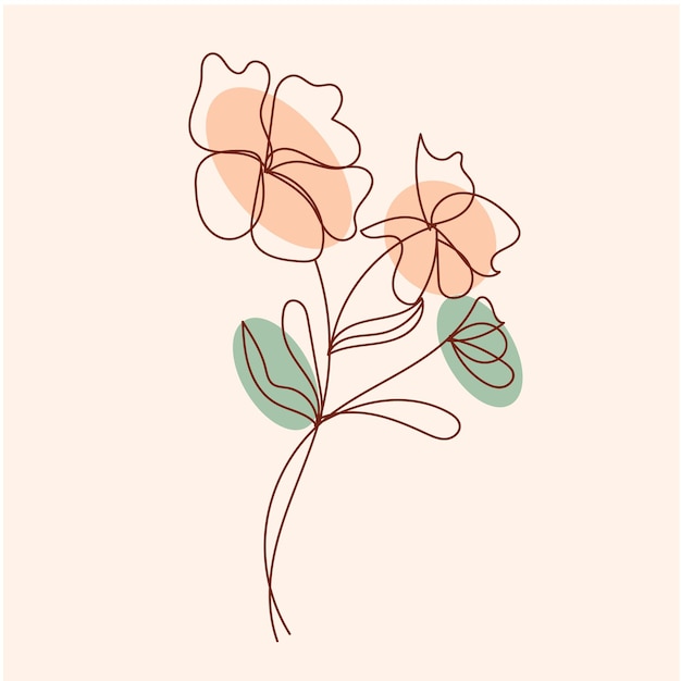 Vector hand drawn simple flower outline illustration