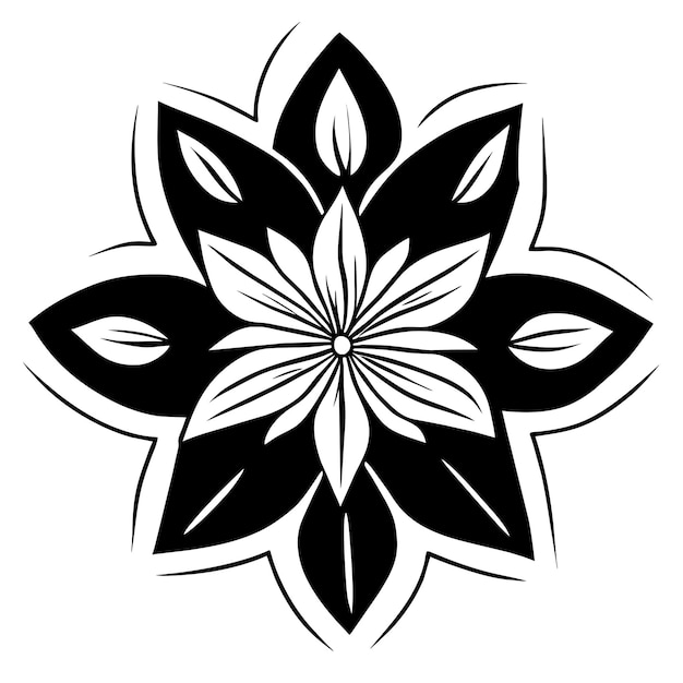 Вектор Ручно нарисованный простой контур цветка