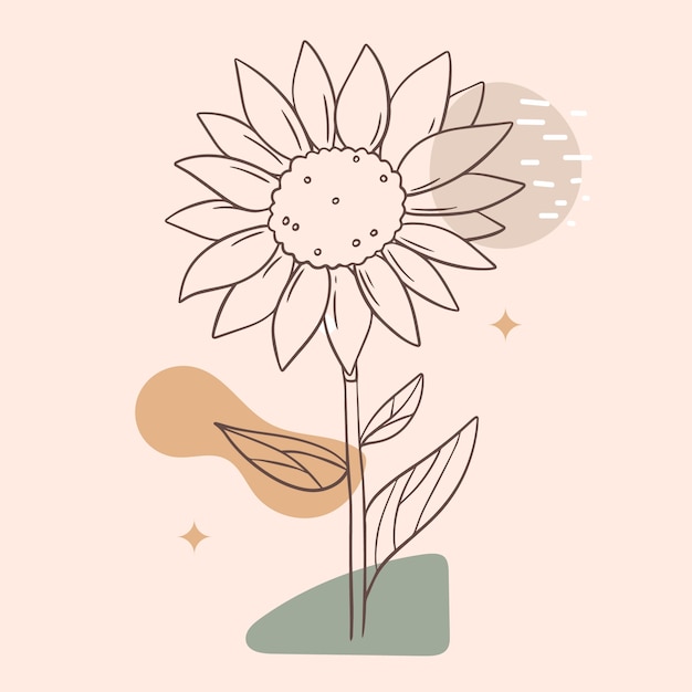 Vector hand drawn simple flower outline