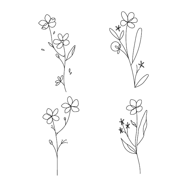 Hand Drawn Simple Flower Outline