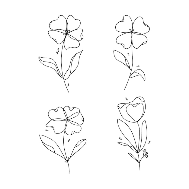 Hand drawn simple flower outline