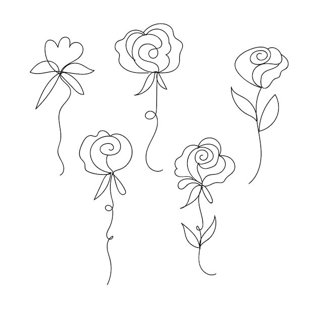 hand drawn simple flower outline