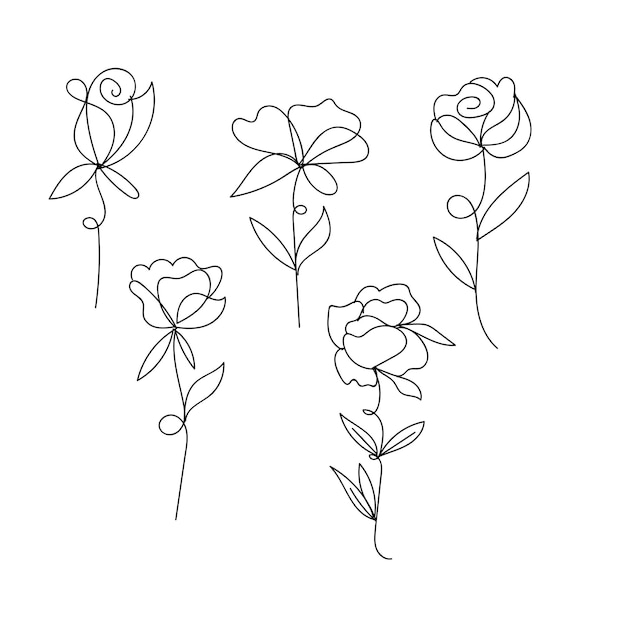 hand drawn simple flower outline