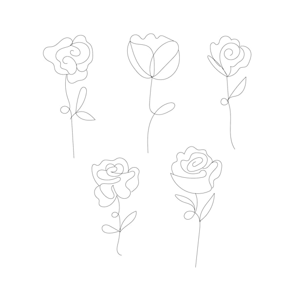 hand drawn simple flower outline