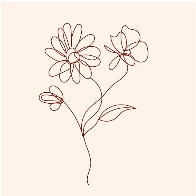 Hand drawn simple flower outline