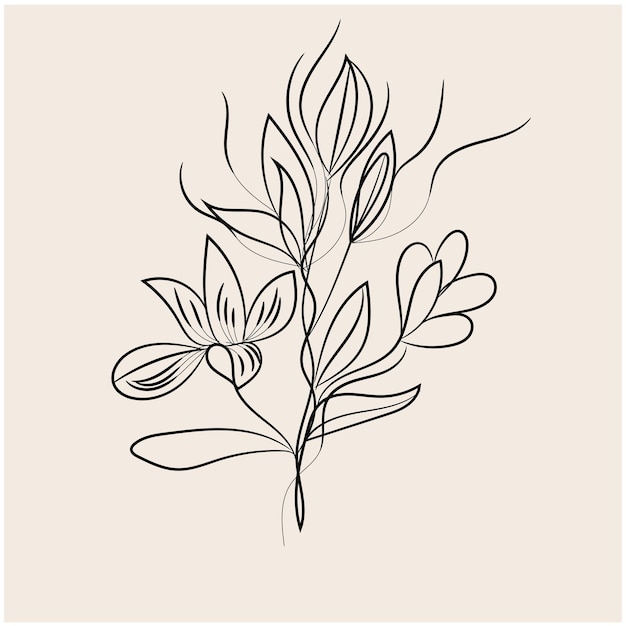 Vector hand drawn simple flower outline