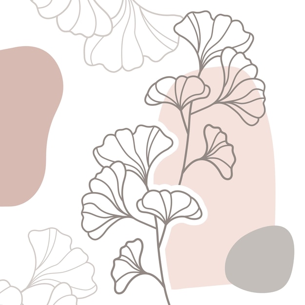 Vector hand drawn simple ginkgo flower outline