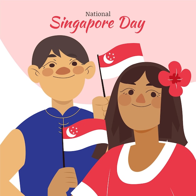 Illustrazione disegnata a mano della giornata nazionale di singapore