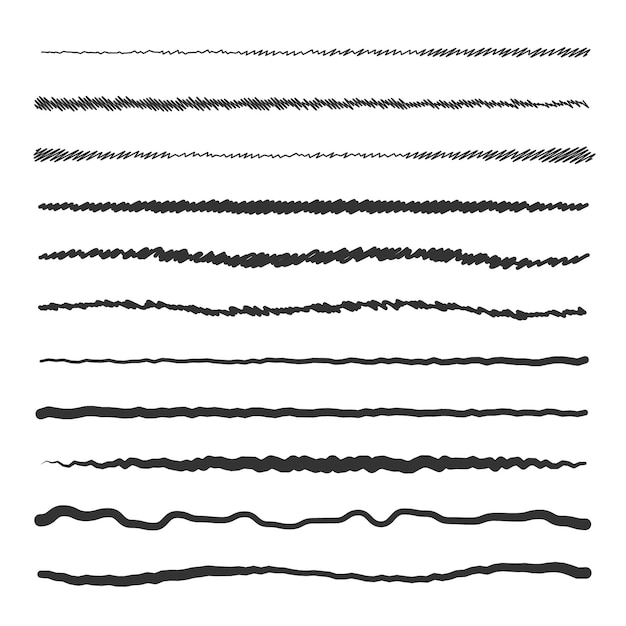 Vettore collezione di linee singole disegnate a mano in diversi stili