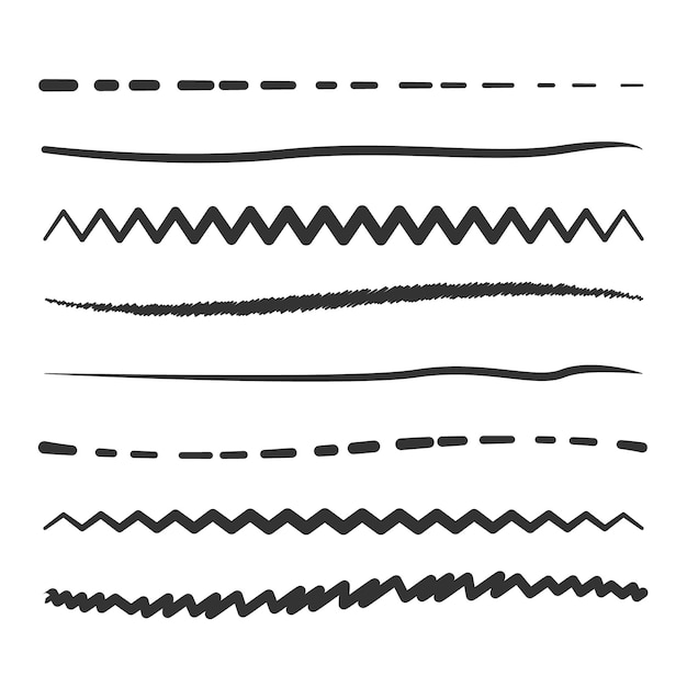 Hand drawn single lines collection in different styles