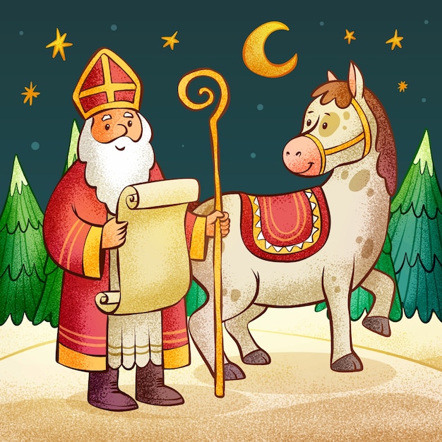 Vettore illustrazione di sinterklaas disegnata a mano