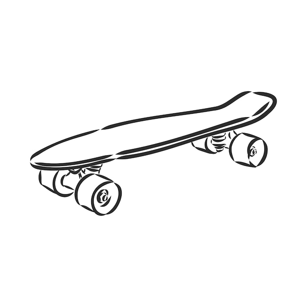 Disegnato a mano skateboard skateboard longboard schizzo vettoriale