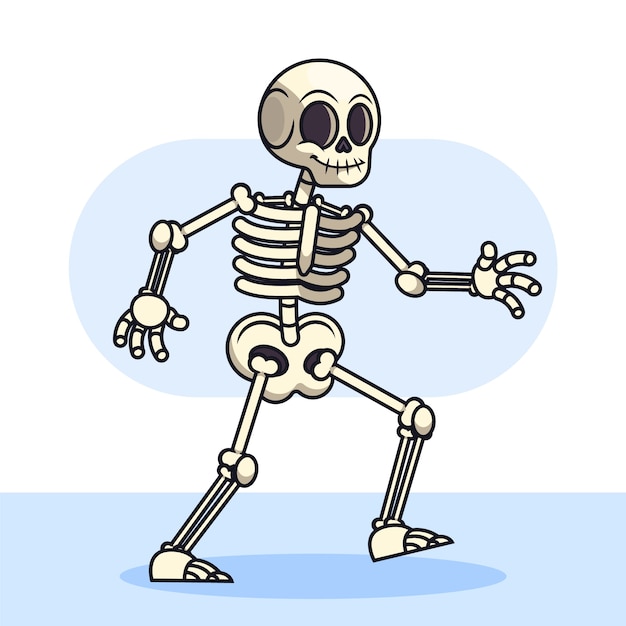 Vector hand drawn skeleton cartoon illustration