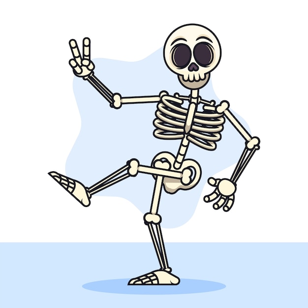 Vector hand drawn skeleton cartoon illustration