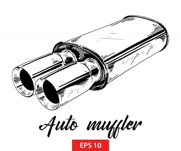 Hand drawn sketch of auto muffler 